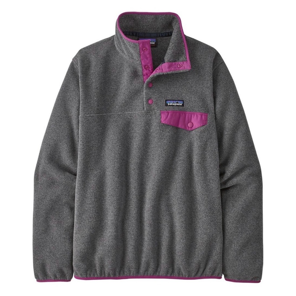 Patagonia Women's Lightweight Synchilla Snap-T Fleece Pullover Gray Pink Medium